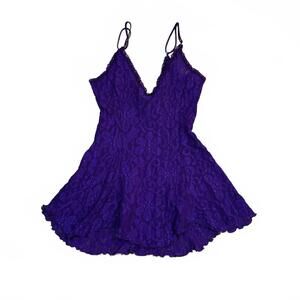 Women’s Slip Dress Purple Lace M Vintage